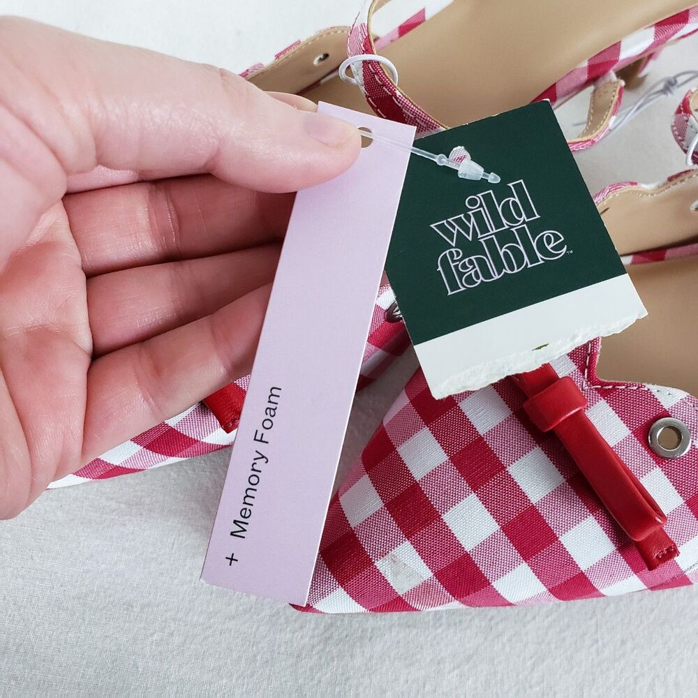 Wild Fable Coquette Gingham Kitten Heels Womens 11 Red Grommet Retro Cottage NWT - Picture 9 of 9